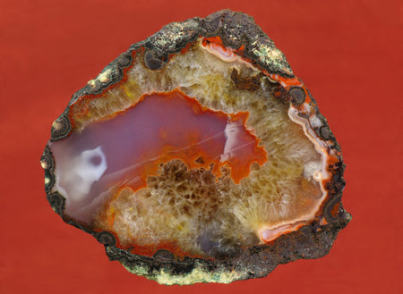 Agate . A cross section of the stone. Origin: Morocco, Atlas Mountains