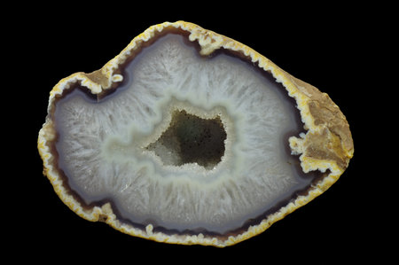Agate geode stone with cut and polished. Origin: Atlas mountain, Morocco.