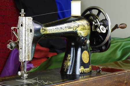 Singer sewing machine, serial number Y-5203193. Manufactured in 1927 by Singer factory in Clydebank,...
