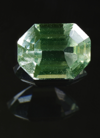 Synthetic Corundum, emerald cut. Origin: Skawina, Poland.の写真素材