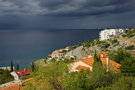 Senj, Croatia, September 16, 2016, a small town in northern Croatia, located on the Adriatic coast. Storm is coming.のeditorial素材