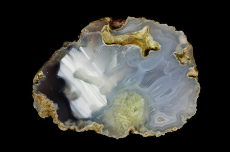 A cross-section of agate. Horizontal agate with quartz-agate fill. Origin: Rudno near Krakow,...