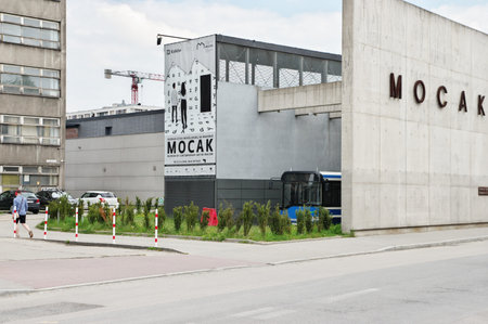 Krakow, Poland â May 12, 2019: district of PodgÃ³rze, Lipowa street. Building of the Museum of Contemporary Art in Krakow (MOCAK).のeditorial素材