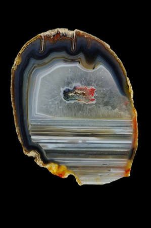 Horizontal agate, filled with quartz. Origin: Rudno near Krakow, Poland.の写真素材