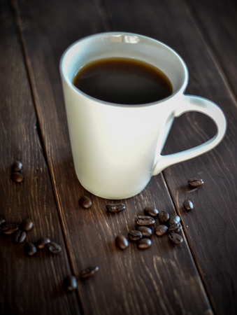 White mug and black coffeeの写真素材