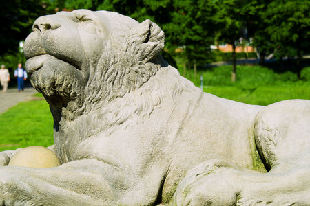 Stone lion, sculptureの写真素材