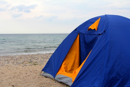 Tent on the seashoreの写真素材
