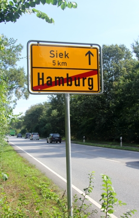 The hamburg city area road signの写真素材