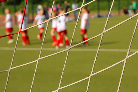 The football goal netの写真素材