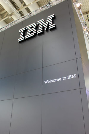 HANNOVER, GERMANY - MARCH 13: The stand of IBM on March 13, 2014 at CEBIT computer expo, Hannover, Germany. CeBIT is the world's largest computer expoのeditorial素材