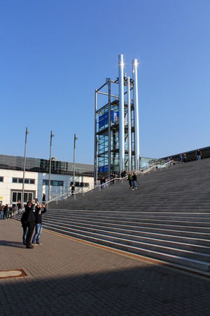 HANNOVER, GERMANY - MARCH 20: The Visitors watch the solar eclipse on March 20, 2015 at CEBIT computer expo, Hannover, Germany. CeBIT is the world's largest computer expoのeditorial素材