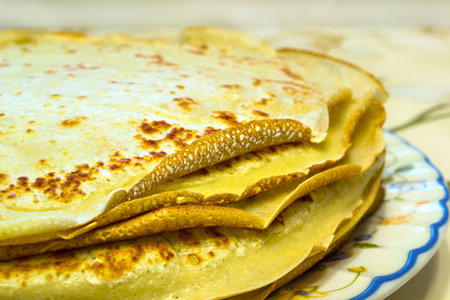 pancakes made from wheat flour on a plateの写真素材