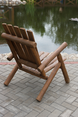 Wooden chair in the Park.の写真素材