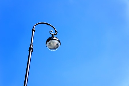 Street lamp on background of blue skyの写真素材