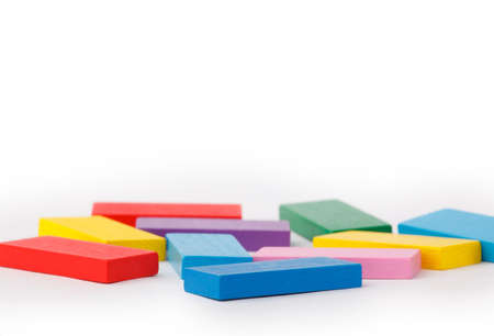 colored building blocks of woodの写真素材