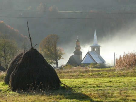 2 churches in Transylvaniaの写真素材