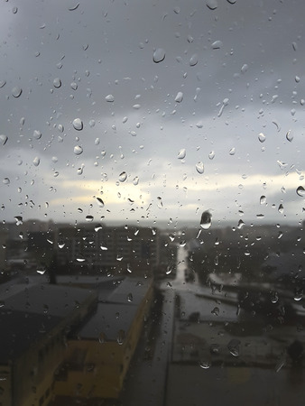 Raindrops on a window glassの写真素材