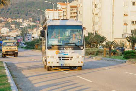 Bar, Montenegro, May, 7, 2016:  City bus rides around Bar townのeditorial素材
