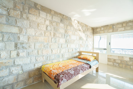 Interior of a bedroom in a guest houseの写真素材