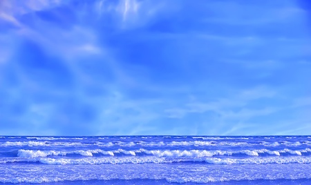Wave ocean and blue skyの写真素材