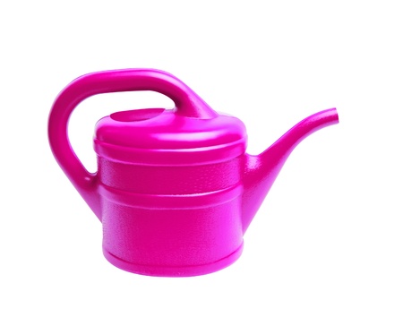 Pink watering can isolated on white backgroundの写真素材
