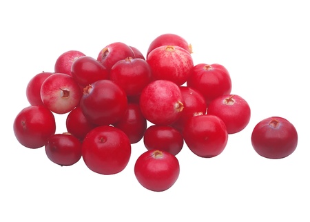 fresh cranberry isolated on whiteの写真素材