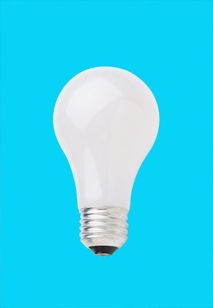 light bulb isolated on blue backgroundの写真素材