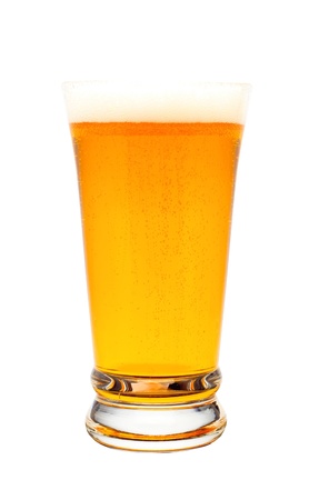 Glass of beer isolated on white backgroundの写真素材
