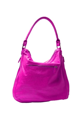 Pink women bag isolated on white backgroundの写真素材