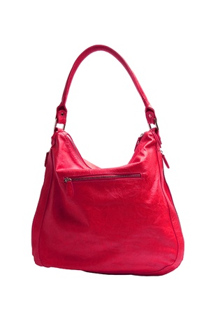red women bag isolated on white backgroundの写真素材