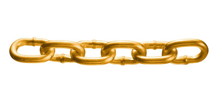 big golden chain isolated on white backgroundの写真素材