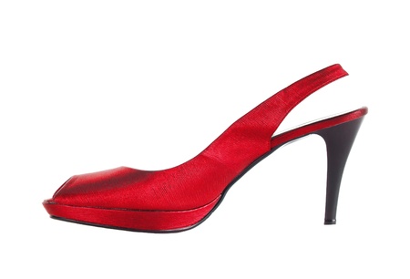 Beautiful sexy red female shoes isolated on white backgroundの写真素材