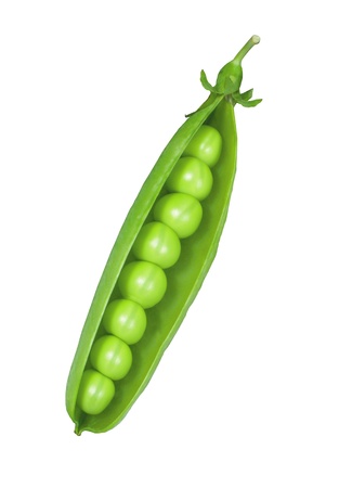 Green peas isolated on whiteの写真素材