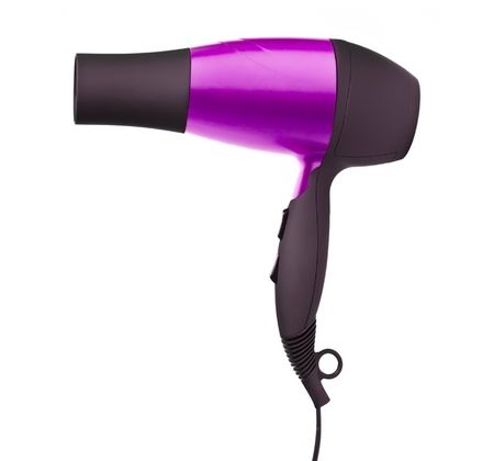Fashion hair dryer isolated on whiteの写真素材