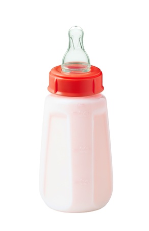 baby milk bottle isolated on white backgroundの写真素材