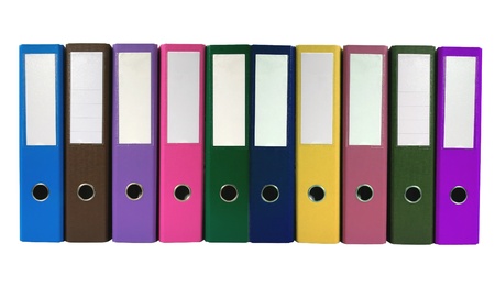 Office folders isolated on whiteの写真素材