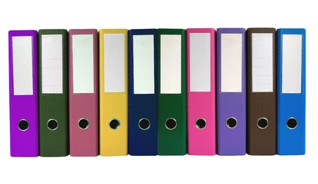 Office folders isolated on whiteの写真素材