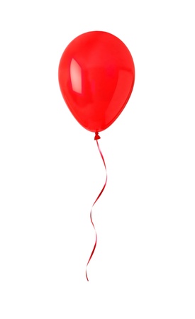 red happy air flying ball isolated on whiteの写真素材
