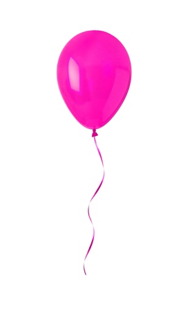 pink happy air flying ball isolated on whiteの写真素材