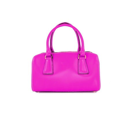 Pink women bag isolated on white backgroundの写真素材