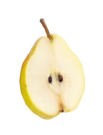 Beautiful fresh ripe pear isolated on whiteの写真素材