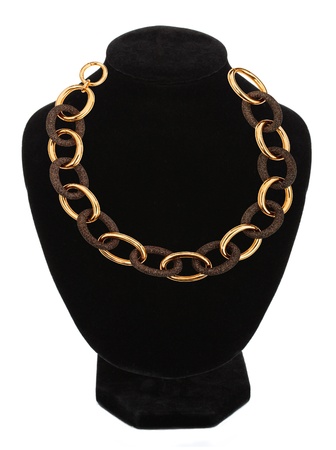 beautiful necklace on mannequin isolated on whiteの写真素材