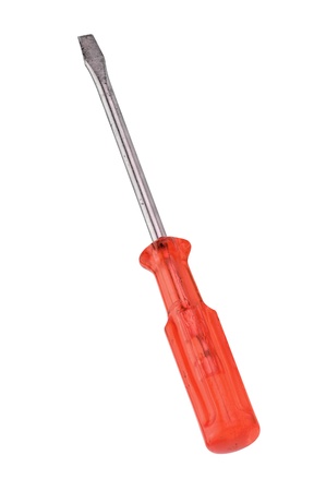 Red screwdriver isolated on white backgroundの写真素材