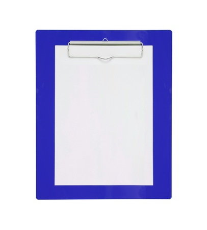Clipboard with blank paper isolated on white backgroundの写真素材