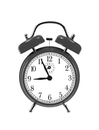 black bell clock (alarm clock) isolated on white backgroundの写真素材