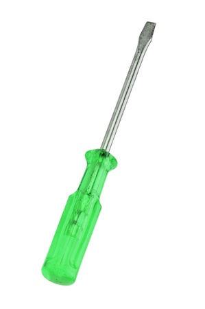Green screwdriver isolated on white backgroundの写真素材