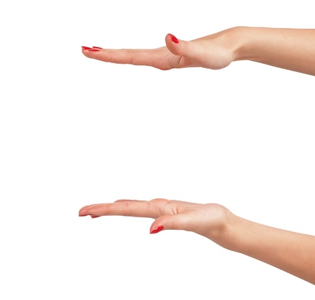 woman's hands isolated on white backgroundの写真素材