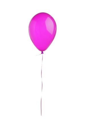 Pink hot air flying balloon isolated on white backgroundの写真素材