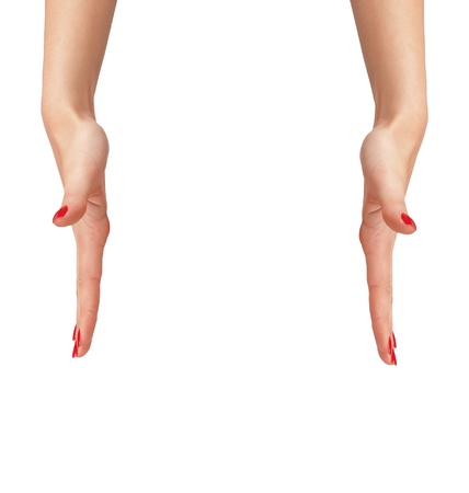 woman's hands isolated on white backgroundの写真素材