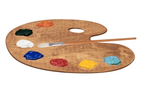 palette of color paints isolated on white backgroundの写真素材